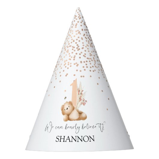 Chapeaux De Fètes L'ours et l'abeille premier anniversaire (Devant)