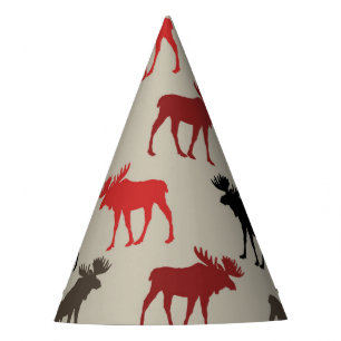 Chapeaux De Fètes Lumière Rouge Noir Moose Gris Silhouette Antler C