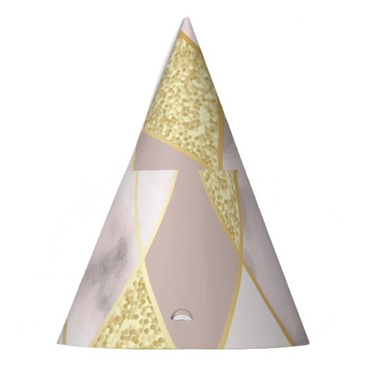 Chapeaux De Fètes Luxueux Marbre Golden Géométrique (Gauche)