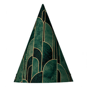 Chapeaux De Fètes Luxueux Motif Art déco Vert et Or