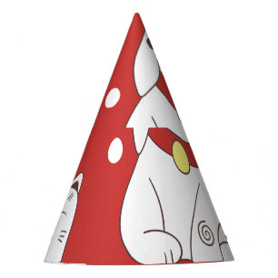 Chapeaux De Fètes Maneki-Neko chat, motif japonais de doodle.