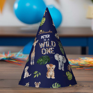 Chapeaux De Fètes Marine Blue Jungle Animaux sauvages Un 1er anniver