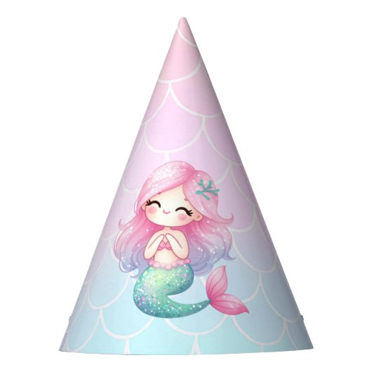 Chapeaux De Fètes Mermaid Tail Teal Pink Girly Birthday (Devant)