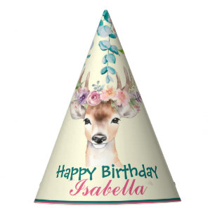 Chapeaux De Fètes mignon Cerf safari animaux jungle Fleur Anniversai