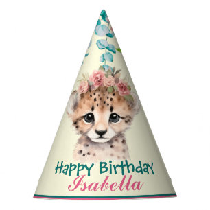 Chapeaux De Fètes mignon Cheetah safaris animaux jungle Fleur Annive