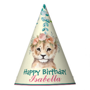 Chapeaux De Fètes mignon Lion safaris animaux jungle Fleur Anniversa