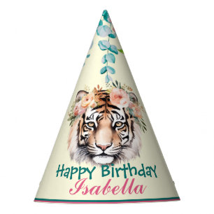 Chapeaux De Fètes mignon tigre safari animal jungle Fleur Anniversai