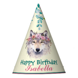 Chapeaux De Fètes mignon Wolf safari animaux jungle Fleur Anniversai