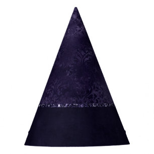 Chapeaux De Fètes Minuit Indigo Romance   Satiny Grunge Damask