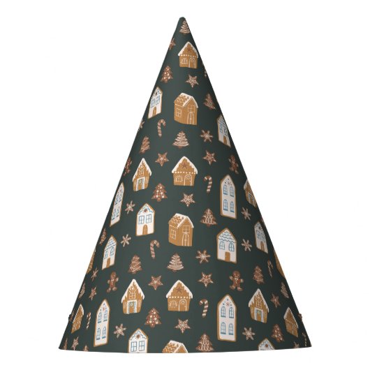 Chapeaux De Fètes Modèle de maison en pain d'épices bleu pour annive (Devant)