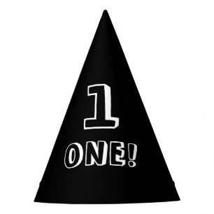 Chapeaux De Fètes moderne noir blanc personnalisé numéro âge anniver