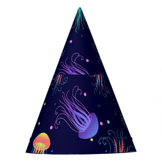 Chapeaux De Fètes Monde de méduses sous-marines : motif lumineux.