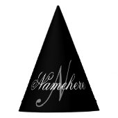 Chapeaux De Fètes Monogramme de nom noir et blanc personnalisé uniqu (Devant)