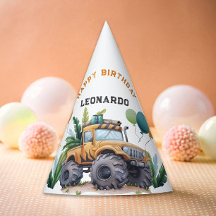 Chapeaux De Fètes Monster Truck Jungle Safari Joyeux anniversaire