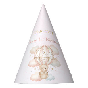 Chapeaux De Fètes Montgolfière Beary Sweet pour un 1er anniversaire