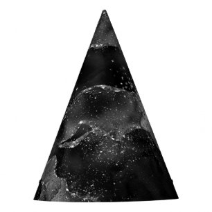 Chapeaux De Fètes Moody Onyx Agate   Élégant Black Silver Goth Glam