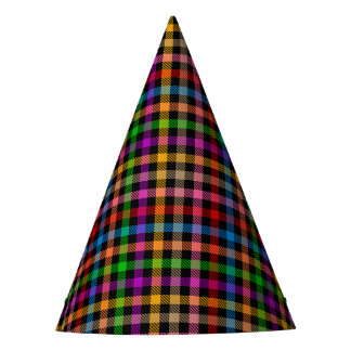 Chapeaux De Fètes Motif à carreaux gingham arc-en-ciel coloré - Noir