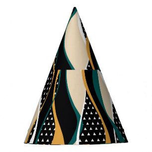 Chapeaux De Fètes motif Abstrait rayé, coloré ondulé.