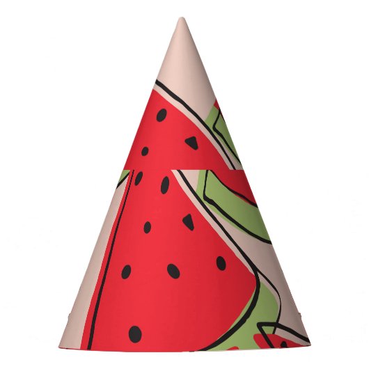 Chapeaux De Fètes Motif Arrière - plan rose des tranches de pastèque (Devant)