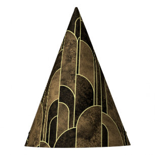 Chapeaux De Fètes Motif Art Déco marron et or riche