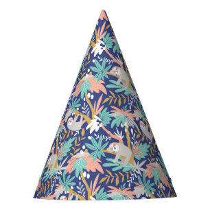 Chapeaux De Fètes Motif bleu tropical de paresse