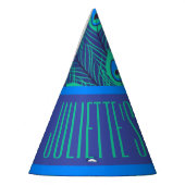 CHAPEAUX DE FÈTES MOTIF BLEU VERT CONTEMPORAIN PEACOCK FEATHERS (Gauche)