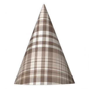 Chapeaux De Fètes Motif carreaux ton terre neutre Tartan