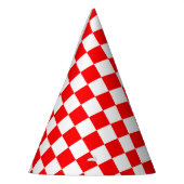 Chapeaux De Fètes Motif chèque À damiers blanc rouge (Gauche)