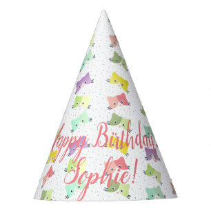 Chapeaux De Fètes Motif coloré Happy Kittens