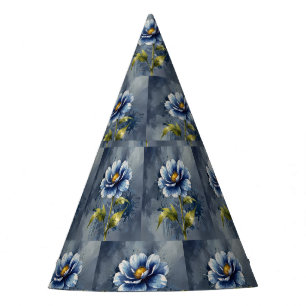 Chapeaux De Fètes Motif d'aquarelle de fleurs bleues