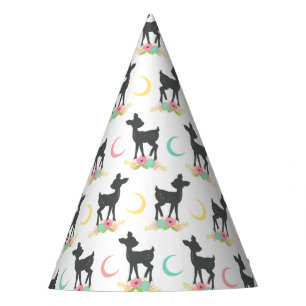 Chapeaux De Fètes Motif de cerfs, Cerf de bébé, Boho, Fleurs, Lune
