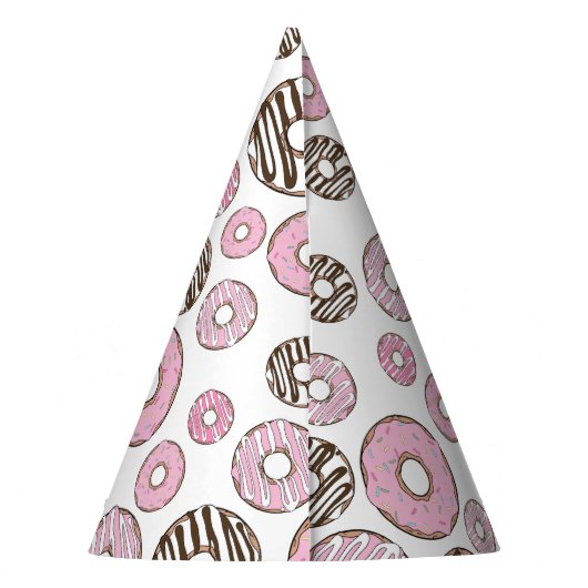 Chapeaux De Fètes Motif De Donuts, Donuts Roses, Donuts Blancs (Dos)