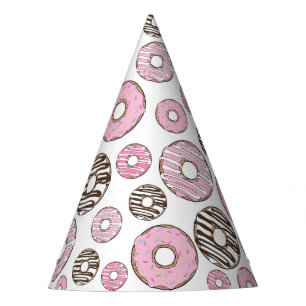 Chapeaux De Fètes Motif De Donuts, Donuts Roses, Donuts Blancs