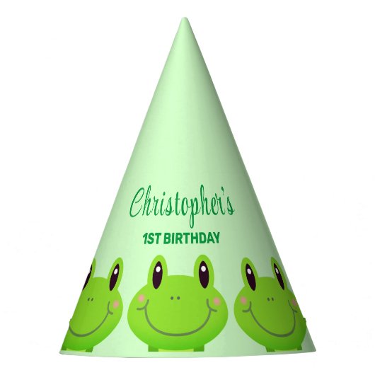 Chapeaux De Fètes Motif de grenouille à thème vert anniversaire de e (Devant)