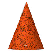Chapeaux De Fètes Motif de la fête d'Halloween Orange Doodle (Gauche)