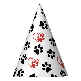Chapeaux De Fètes Motif De Pâtes, Pâtes Noires, Pâtes Rouges, Coeurs