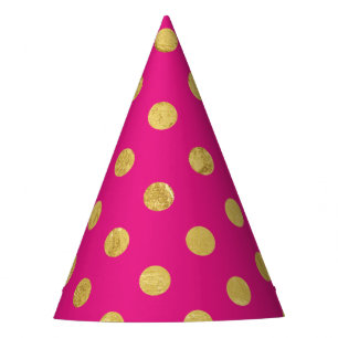 Chapeaux De Fètes Motif de point élégant de polka de feuille d'or