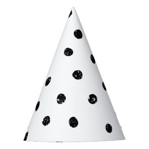 Chapeaux De Fètes Motif de points abstrait noir et blanc