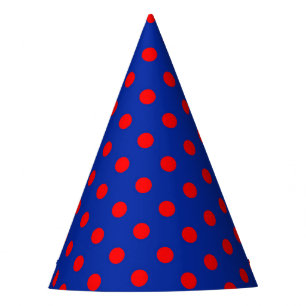 Chapeaux De Fètes Motif de points rouges sur fond bleu