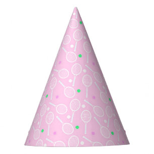 Chapeaux De Fètes Motif de raquette de tennis Pastel Pink