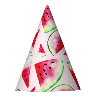 Chapeaux De Fètes Motif de tranche de pastèque aquarelle