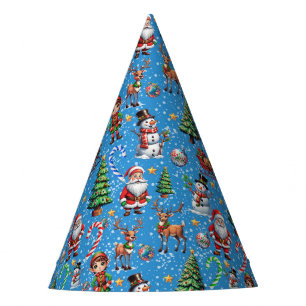 Chapeaux De Fètes Motif décoratif de Noël sur fond bleu