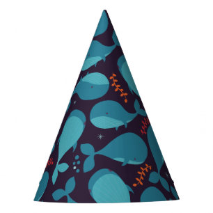 Chapeaux De Fètes Motif des baleines bleues de Kawaii Cute.