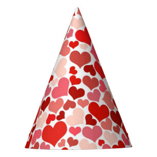 Chapeaux De Fètes Motif Des Coeurs, Coeurs Rouges, Amour