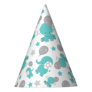 Chapeaux De Fètes Motif Des Eléphants Bleus, Eléphants Mignons, Étoi
