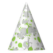 Chapeaux De Fètes Motif Des Eléphants, Eléphants Mignons - Grey Vert (Dos)