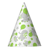 Chapeaux De Fètes Motif Des Eléphants, Eléphants Mignons - Grey Vert (Devant)
