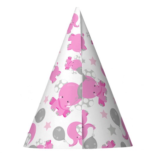Chapeaux De Fètes Motif Des Eléphants Roses, Eléphants Mignons, Étoi (Dos)