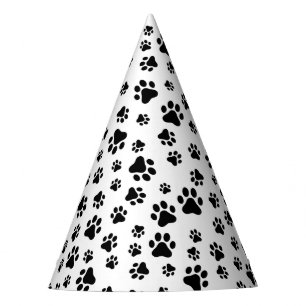 Chapeaux De Fètes Motif des pattes, pattes de chien, noir et blanc