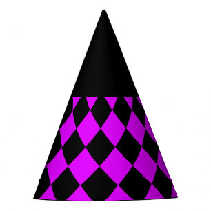 Chapeaux De Fètes Motif diamant damier noir violet